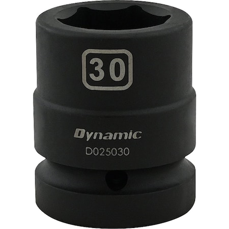 DYNAMIC Tools 30MM X 1" Drive, 6 Point Standard Length, Impact Socket D025030